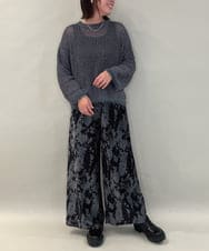 ZMFAE45130 al'aise modulation(アレーズモジュレーション) 【洗える】ファーアクセントメッシュニットプルオーバー ダークグレー