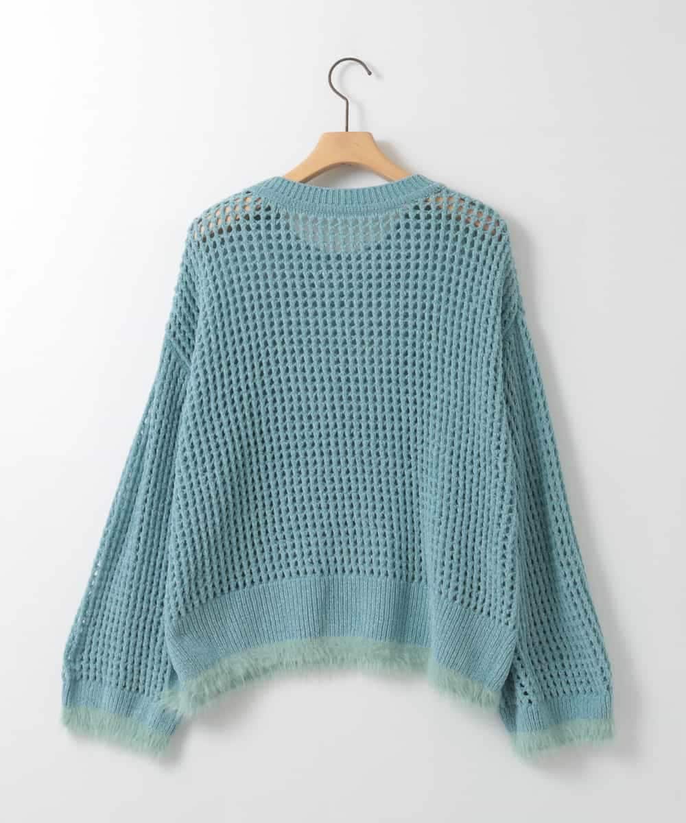 ZMFAE45130 al'aise modulation(アレーズモジュレーション) 【洗える】ファーアクセントメッシュニットプルオーバー ライトブルー