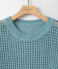 ZMFAE45130 al'aise modulation(アレーズモジュレーション) 【洗える】ファーアクセントメッシュニットプルオーバー ライトブルー