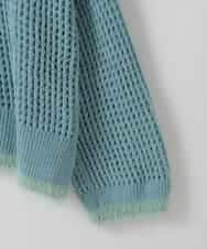 ZMFAE45130 al'aise modulation(アレーズモジュレーション) 【洗える】ファーアクセントメッシュニットプルオーバー ライトブルー