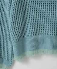 ZMFAE45130 al'aise modulation(アレーズモジュレーション) 【洗える】ファーアクセントメッシュニットプルオーバー ライトブルー