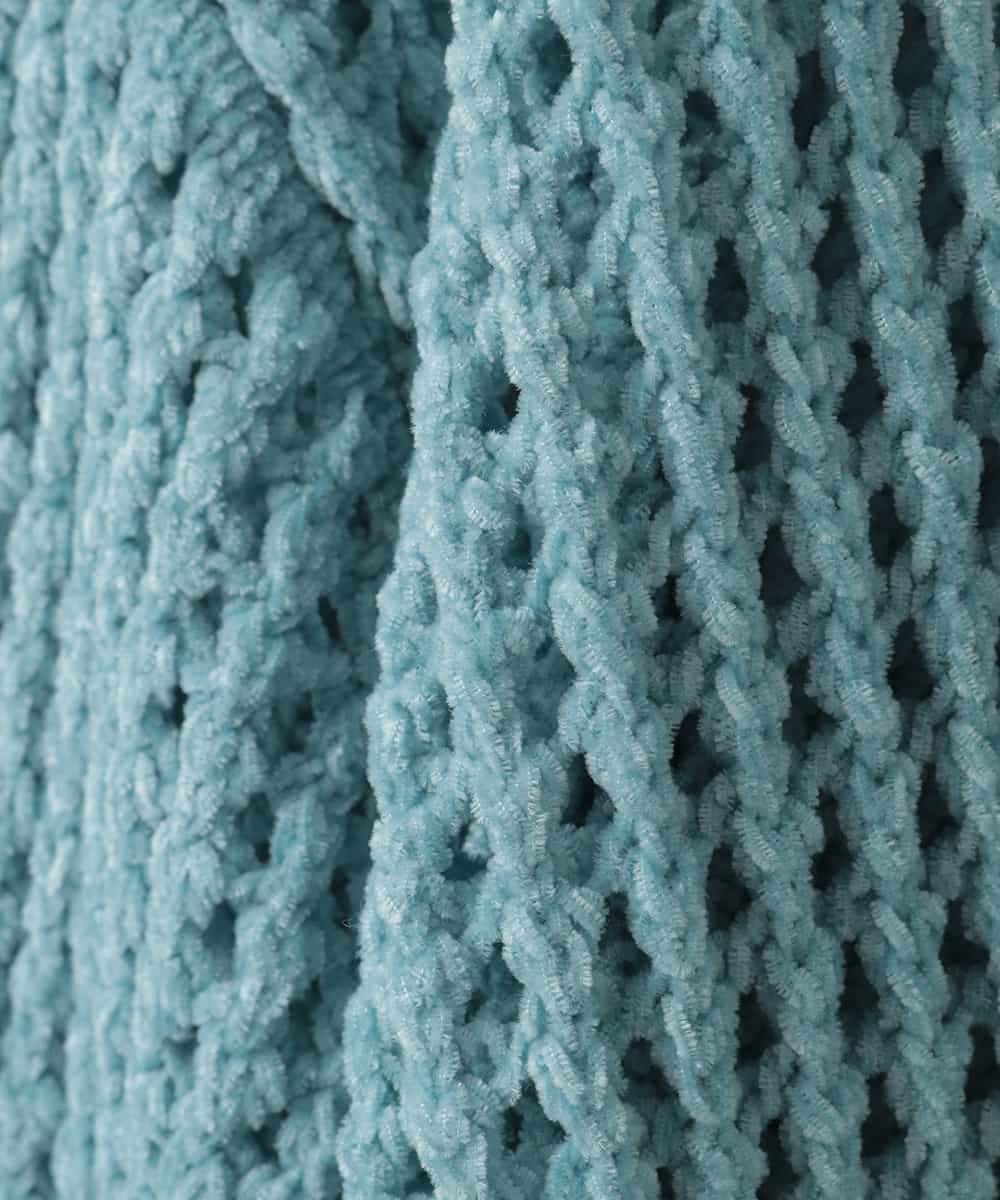 ZMFAE45130 al'aise modulation(アレーズモジュレーション) 【洗える】ファーアクセントメッシュニットプルオーバー ライトブルー