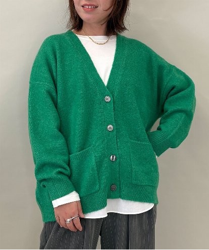 ZMFAE46170 al'aise modulation 【洗える/セットアイテム】ロングニットカーディガン×シャツ切替カットソー