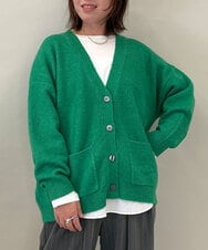 ZMFAE46170 al'aise modulation(アレーズモジュレーション) 【洗える/セットアイテム】ロングニットカーディガン×シャツ切替カットソー グリーン