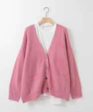ZMFAE46170 al'aise modulation(アレーズモジュレーション) 【洗える/セットアイテム】ロングニットカーディガン×シャツ切替カットソー ピンク
