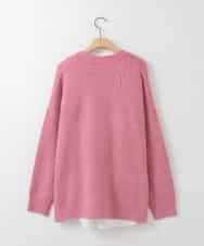 ZMFAE46170 al'aise modulation(アレーズモジュレーション) 【洗える/セットアイテム】ロングニットカーディガン×シャツ切替カットソー ピンク