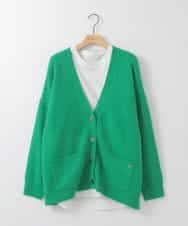 ZMFAE46170 al'aise modulation(アレーズモジュレーション) 【洗える/セットアイテム】ロングニットカーディガン×シャツ切替カットソー グリーン