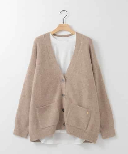 ZMFAE46170 al'aise modulation 【洗える/セットアイテム】ロングニットカーディガン×シャツ切替カットソー