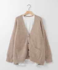 ZMFAE46170 al'aise modulation(アレーズモジュレーション) 【洗える/セットアイテム】ロングニットカーディガン×シャツ切替カットソー ベージュ