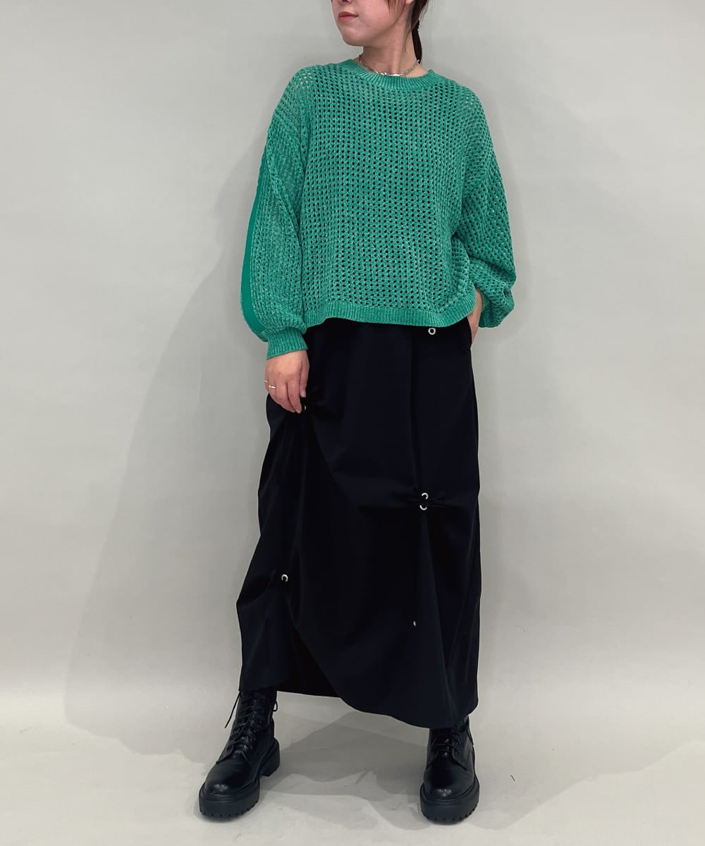 ZMFAE48110 al'aise modulation(アレーズモジュレーション) 【洗える】モールニットデザインプルオーバー グリーン