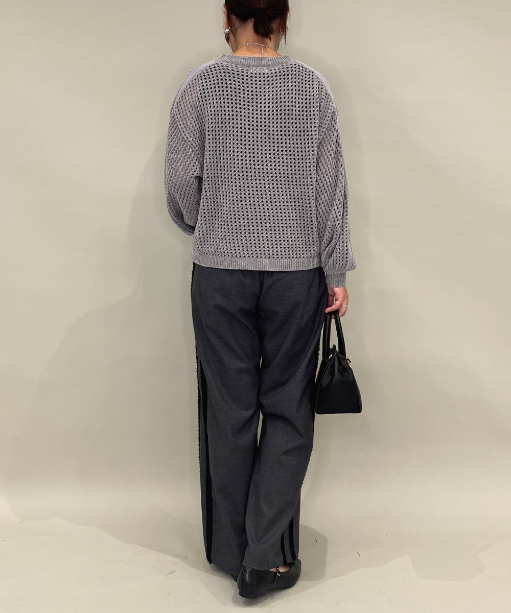 ZMFAE48110 al'aise modulation(アレーズモジュレーション) 【洗える】モールニットデザインプルオーバー グレー