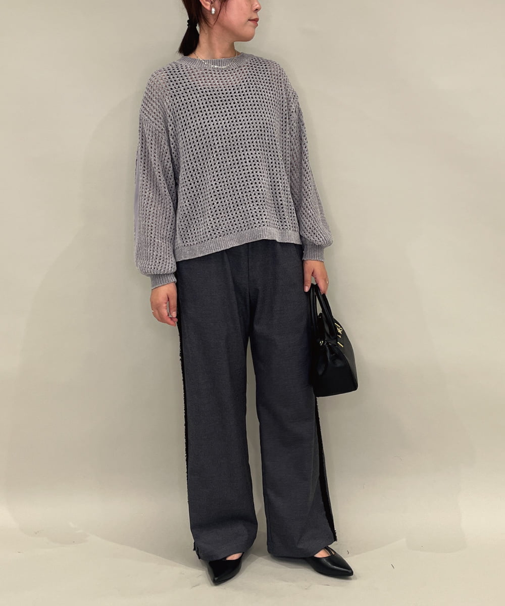 ZMFAE48110 al'aise modulation(アレーズモジュレーション) 【洗える】モールニットデザインプルオーバー グレー