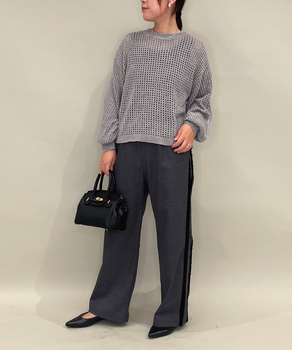 ZMFAE48110 al'aise modulation(アレーズモジュレーション) 【洗える】モールニットデザインプルオーバー グレー