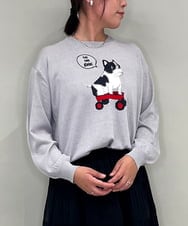 ZMFAE49130 al'aise modulation(アレーズモジュレーション) 【洗える】DOGポイントニットプルオーバー ライトグレー