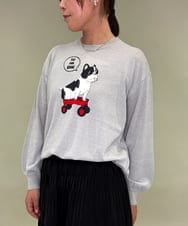 ZMFAE49130 al'aise modulation(アレーズモジュレーション) 【洗える】DOGポイントニットプルオーバー ライトグレー