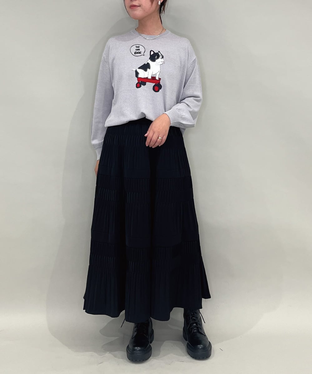 ZMFAE49130 al'aise modulation(アレーズモジュレーション) 【洗える】DOGポイントニットプルオーバー ライトグレー