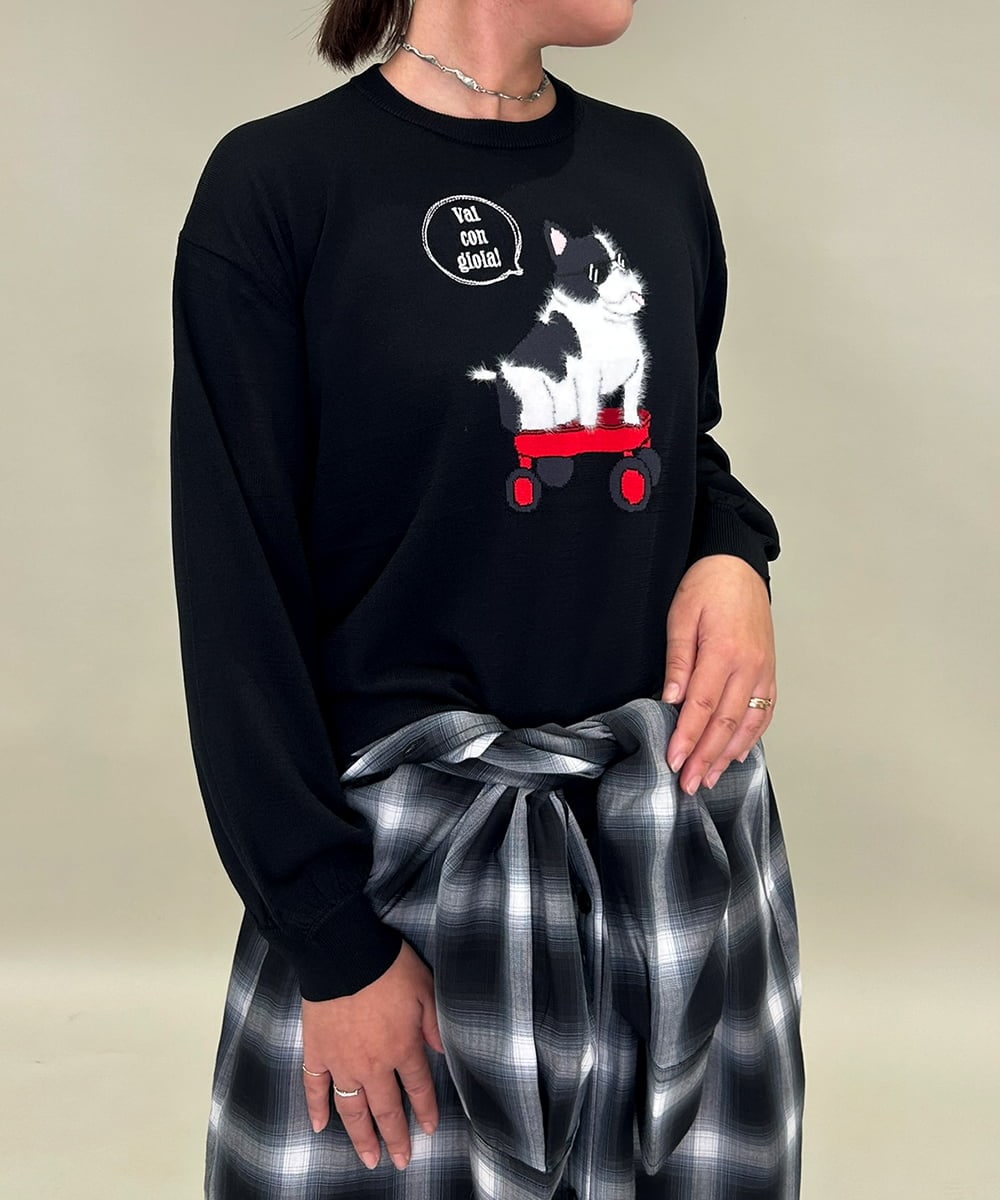 ZMFAE49130 al'aise modulation(アレーズモジュレーション) 【洗える】DOGポイントニットプルオーバー ブラック