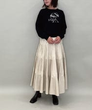 ZMFAE50120 al'aise modulation(アレーズモジュレーション) 【洗える】ビジュー刺繍デザインニットプルオーバー ブラック