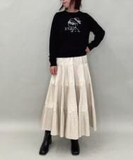 ZMFAE50120 al'aise modulation(アレーズモジュレーション) 【洗える】ビジュー刺繍デザインニットプルオーバー ブラック