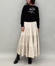 ZMFAE50120 al'aise modulation(アレーズモジュレーション) 【洗える】ビジュー刺繍デザインニットプルオーバー ブラック