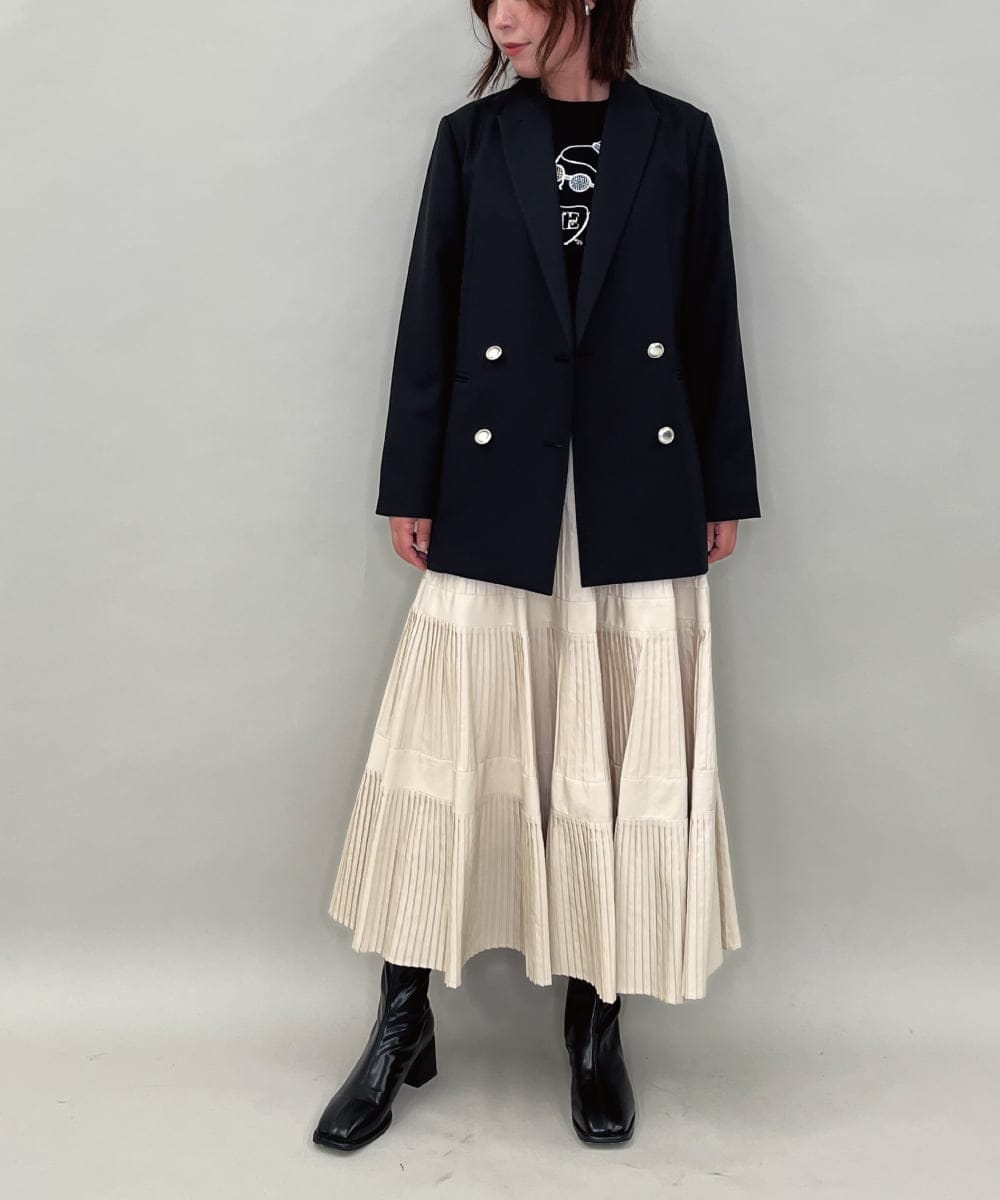 ZMFAE50120 al'aise modulation(アレーズモジュレーション) 【洗える】ビジュー刺繍デザインニットプルオーバー ブラック