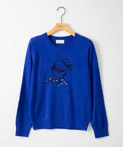 ZMFAE50120 al'aise modulation 【洗える】ビジュー刺繍デザインニットプルオーバー