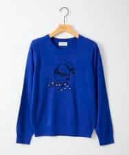 ZMFAE50120 al'aise modulation(アレーズモジュレーション) 【洗える】ビジュー刺繍デザインニットプルオーバー ブルー