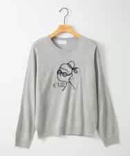 ZMFAE50120 al'aise modulation(アレーズモジュレーション) 【洗える】ビジュー刺繍デザインニットプルオーバー ライトグレー