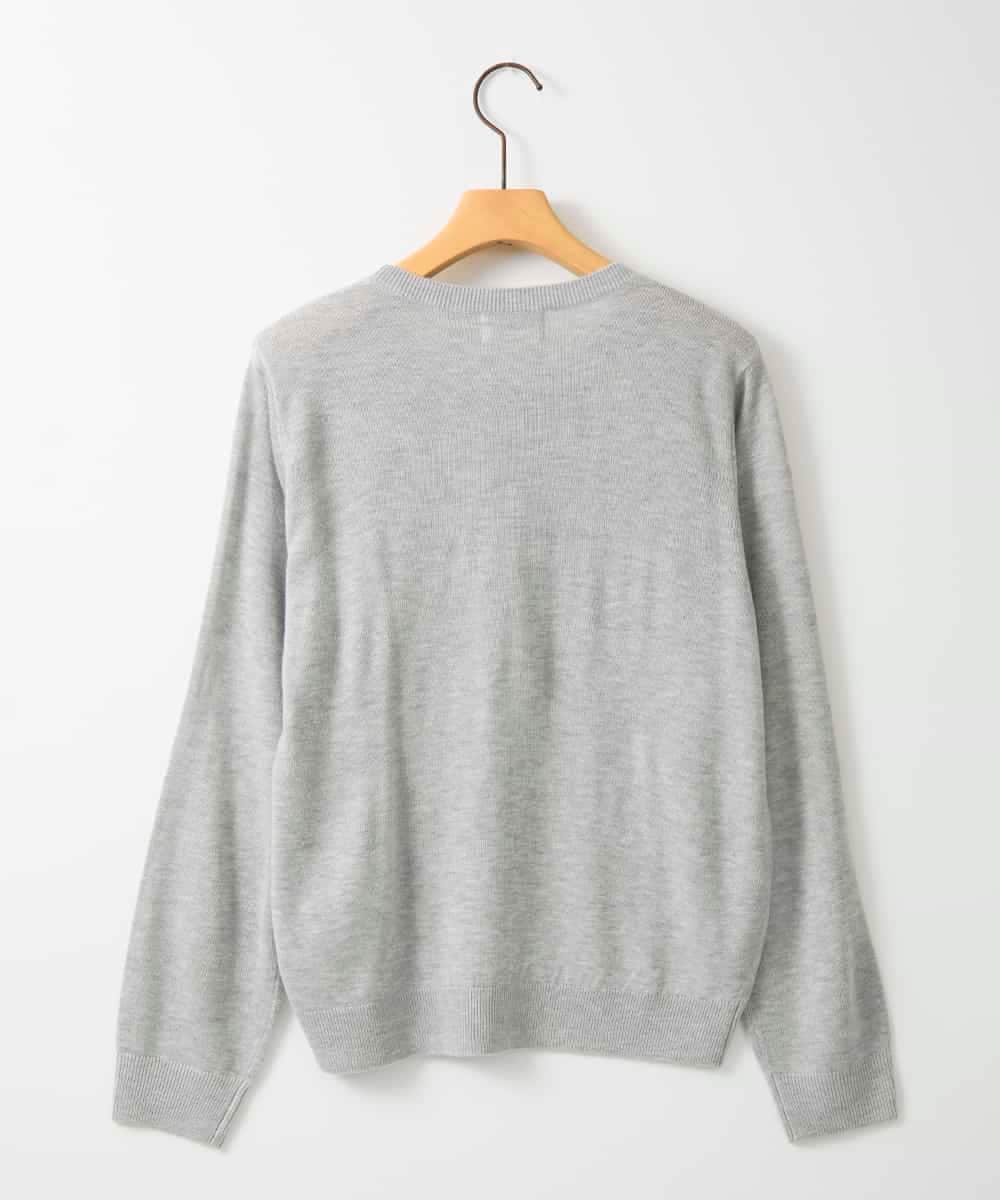 ZMFAE50120 al'aise modulation(アレーズモジュレーション) 【洗える】ビジュー刺繍デザインニットプルオーバー ライトグレー