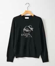 ZMFAE50120 al'aise modulation(アレーズモジュレーション) 【洗える】ビジュー刺繍デザインニットプルオーバー ブラック