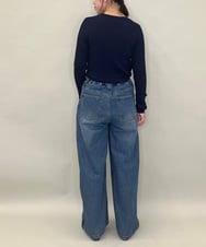 ZMFAE52120 al'aise modulation(アレーズモジュレーション) 【洗える】パッチアクセントリブプルオーバー ネイビー