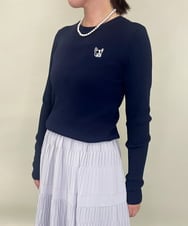 ZMFAE52120 al'aise modulation(アレーズモジュレーション) 【洗える】パッチアクセントリブプルオーバー ネイビー