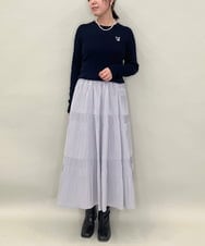 ZMFAE52120 al'aise modulation(アレーズモジュレーション) 【洗える】パッチアクセントリブプルオーバー ネイビー