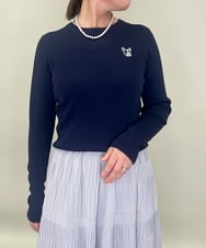 ZMFAE52120 al'aise modulation(アレーズモジュレーション) 【洗える】パッチアクセントリブプルオーバー ネイビー