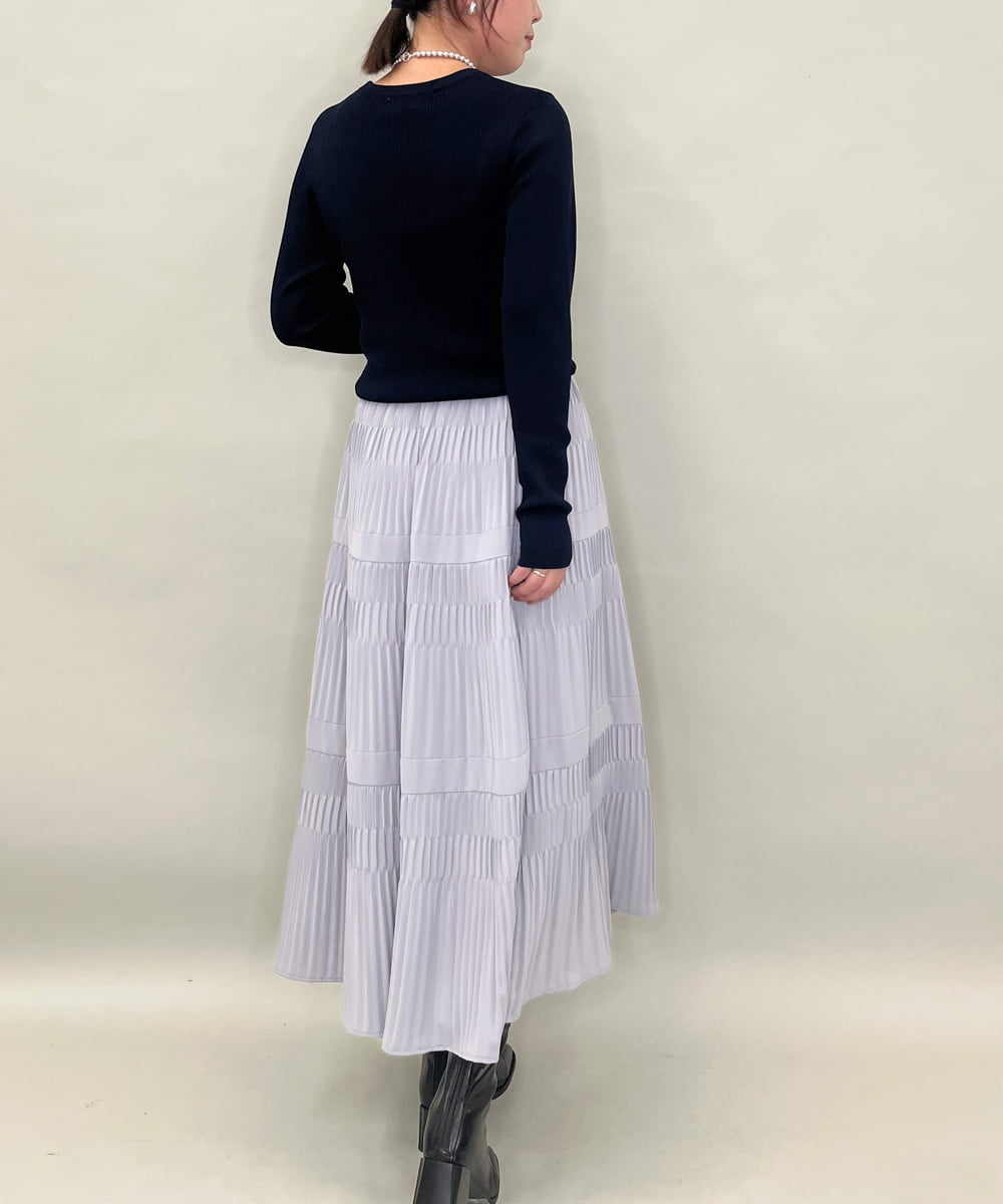 ZMFAE52120 al'aise modulation(アレーズモジュレーション) 【洗える】パッチアクセントリブプルオーバー ネイビー