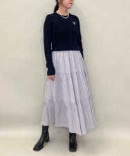 ZMFAE52120 al'aise modulation(アレーズモジュレーション) 【洗える】パッチアクセントリブプルオーバー ネイビー