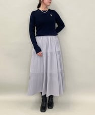 ZMFAE52120 al'aise modulation(アレーズモジュレーション) 【洗える】パッチアクセントリブプルオーバー ネイビー