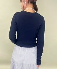 ZMFAE52120 al'aise modulation(アレーズモジュレーション) 【洗える】パッチアクセントリブプルオーバー ネイビー