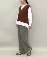 ZMFAE54150 al'aise modulation(アレーズモジュレーション) 【セットアイテム/洗える】プリーツブラウス×バッククロスニットベスト ブラウン