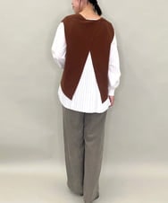 ZMFAE54150 al'aise modulation(アレーズモジュレーション) 【セットアイテム/洗える】プリーツブラウス×バッククロスニットベスト ブラウン