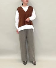 ZMFAE54150 al'aise modulation(アレーズモジュレーション) 【セットアイテム/洗える】プリーツブラウス×バッククロスニットベスト ブラウン