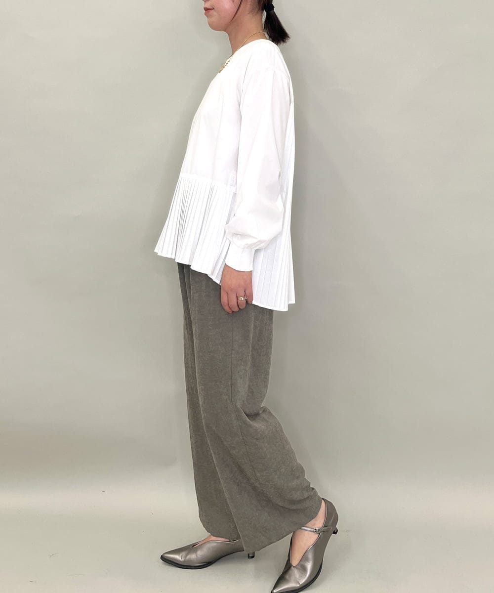 ZMFAE54150 al'aise modulation(アレーズモジュレーション) 【セットアイテム/洗える】プリーツブラウス×バッククロスニットベスト ブラウン