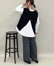 ZMFAE54150 al'aise modulation(アレーズモジュレーション) 【セットアイテム/洗える】プリーツブラウス×バッククロスニットベスト ブラック