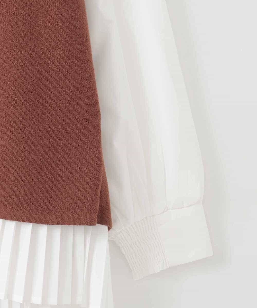 ZMFAE54150 al'aise modulation(アレーズモジュレーション) 【セットアイテム/洗える】プリーツブラウス×バッククロスニットベスト ブラウン