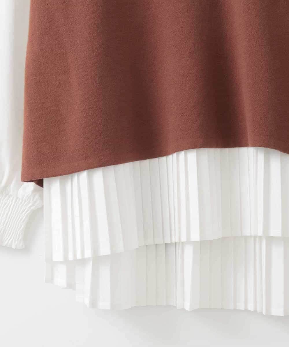 ZMFAE54150 al'aise modulation(アレーズモジュレーション) 【セットアイテム/洗える】プリーツブラウス×バッククロスニットベスト ブラウン