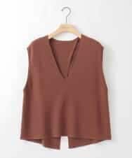 ZMFAE54150 al'aise modulation(アレーズモジュレーション) 【セットアイテム/洗える】プリーツブラウス×バッククロスニットベスト ブラウン