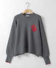 ZMFAE55099 al'aise modulation(アレーズモジュレーション) ロゴアクセントデザインニットプルオーバー ダークグレー