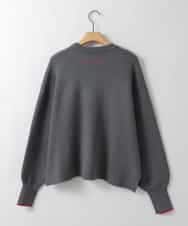 ZMFAE55099 al'aise modulation(アレーズモジュレーション) ロゴアクセントデザインニットプルオーバー ダークグレー