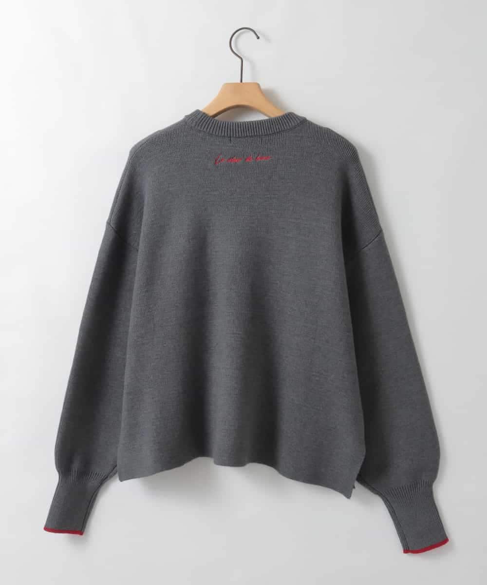 ZMFAE55099 al'aise modulation(アレーズモジュレーション) ロゴアクセントデザインニットプルオーバー ダークグレー