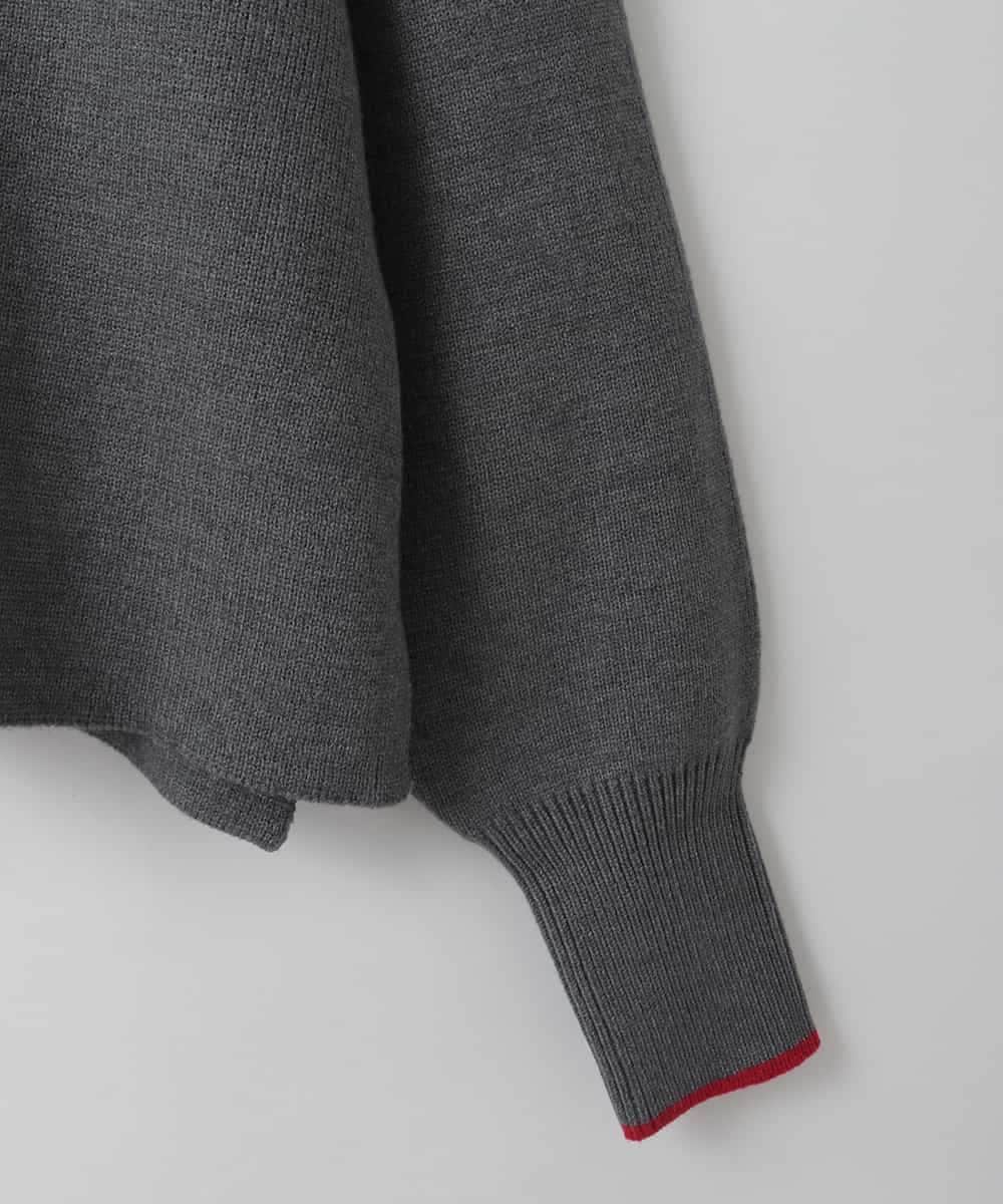 ZMFAE55099 al'aise modulation(アレーズモジュレーション) ロゴアクセントデザインニットプルオーバー ダークグレー